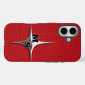 赤モダン革モノグラム Case-Mate iPhoneケース (裏面 (横))