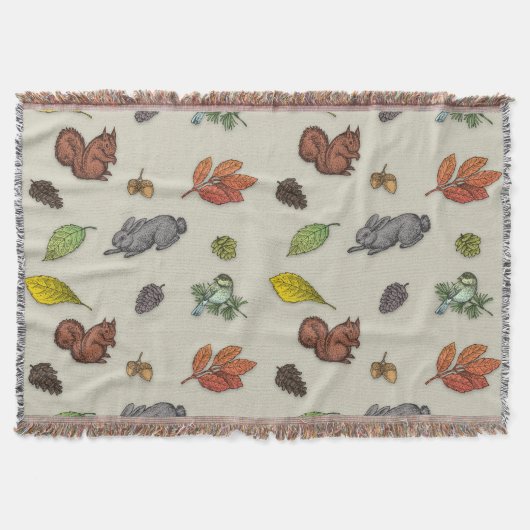 赤モダン鳥 スローブランケット (正面)