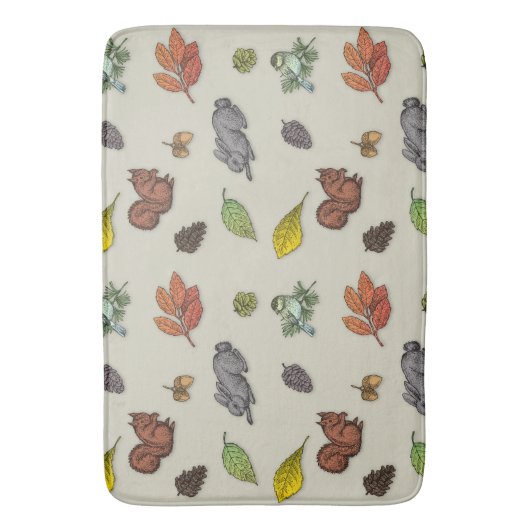 赤モダン鳥 バスマット (正面縦)