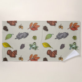 赤モダン鳥 | ビーチタオル