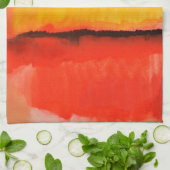 赤モダン黄抽象芸術絵画 キッチンタオル (折り畳み)