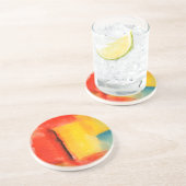 赤モダン黄抽象芸術絵画 コースター (側面)