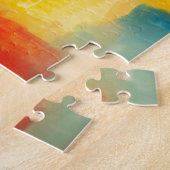 赤モダン黄抽象芸術絵画 ジグソーパズル (側面)