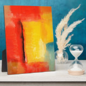 赤モダン黄抽象芸術絵画 フォトプラーク (側面)