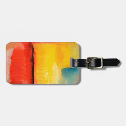 赤モダン黄抽象芸術絵画 ラゲッジタグ (正面横)