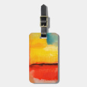 赤モダン黄抽象芸術絵画 ラゲッジタグ (正面縦)