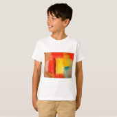 赤モダン黄抽象芸術絵画 Tシャツ (正面フル)