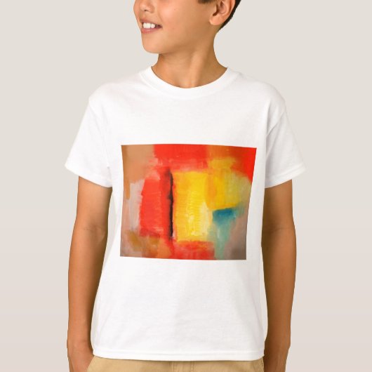 赤モダン黄抽象芸術絵画 Tシャツ (正面)
