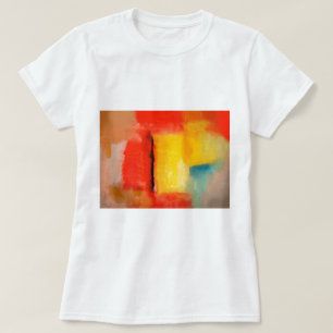 赤モダン黄抽象芸術絵画 Tシャツ
