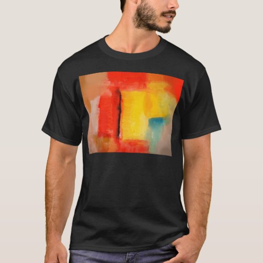 赤モダン黄抽象芸術絵画 Tシャツ (正面)