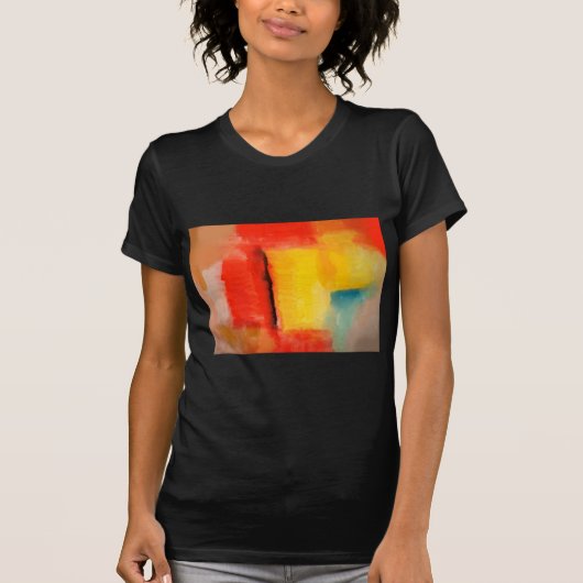 赤モダン黄抽象芸術絵画 Tシャツ (正面)