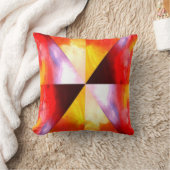 赤モダン黄褐色カラフル抽象芸術 クッション (ブランケット)