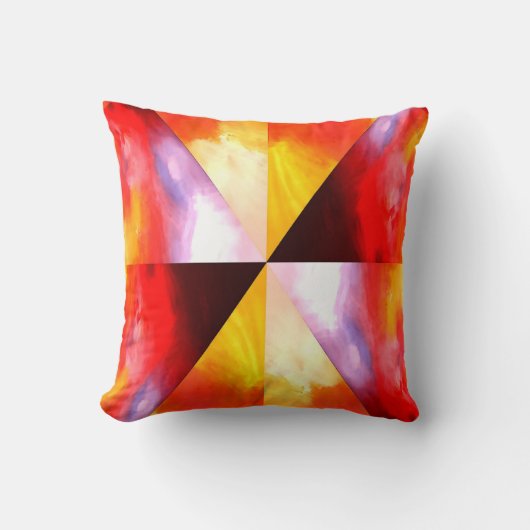 赤モダン黄褐色カラフル抽象芸術 クッション (正面)