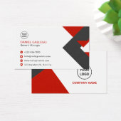 赤モダン黒の幾何学的企業の名刺 (デスク)