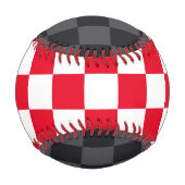 赤モダン黒クロアチオ市松模様にメトリ 野球ボール (正面)