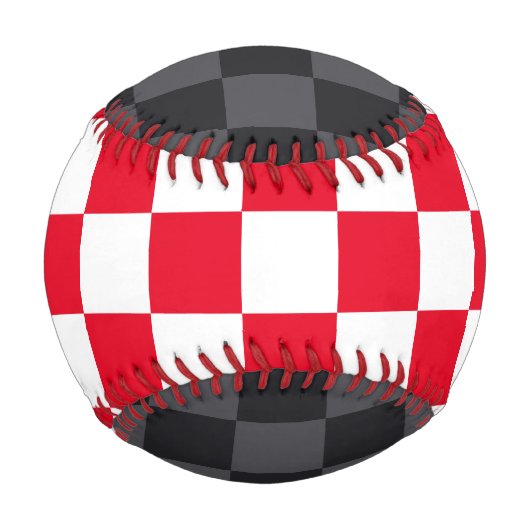 赤モダン黒クロアチオ市松模様にメトリ 野球ボール (正面)