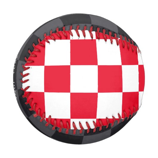 赤モダン黒クロアチオ市松模様にメトリ 野球ボール (正面左)