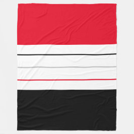 赤モダン黒グレーストライプ フリースブランケット