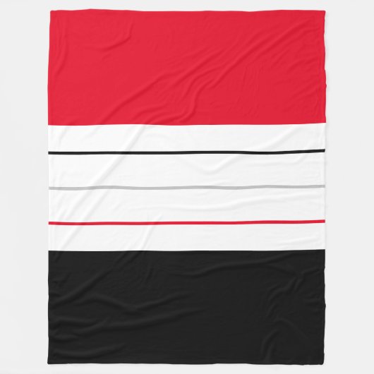 赤モダン黒グレーストライプ フリースブランケット (正面)