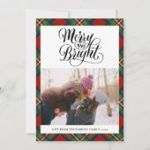 赤モダン黒タータンチェックプレイドおもしろいスクリプトシンプル シーズンカード (正面)