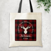 赤モダン黒バッファロープライド素朴ファミリー名 トートバッグ