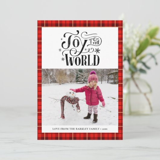 赤モダン黒バッファロープレイドおもしろいスクリプトシンプル シーズンカード (スタンド正面)