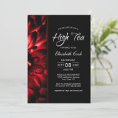赤モダン黒フローラハイティーブライダルシャワー 招待状 (スタンド正面)
