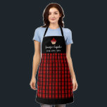 赤モダン黒プライドプロフェッショナルベーカリー エプロン<br><div class="desc">素朴な赤モダン黒バッファローのプレイド、プロフェッショナルビジネスのベーカリーのエプロン。独自の画像またはロゴを追加し、パーソナライズする名前と文字。</div>