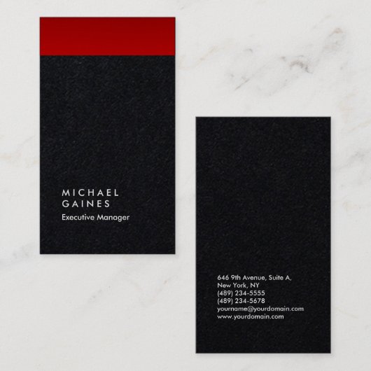 赤モダン黒プロフェッショナルミニマル 名刺 (正面/裏面)