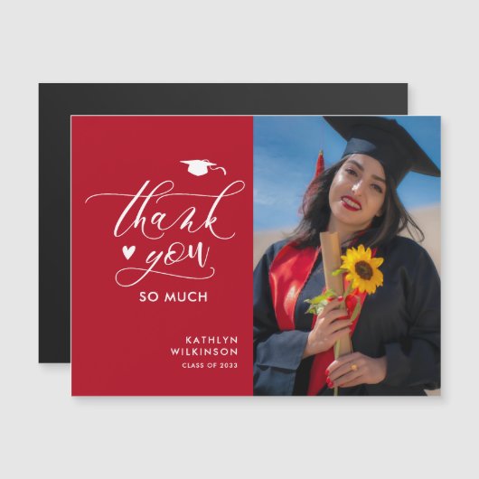 赤モダン黒ミニマリスト卒業ありがとう (正面/裏面)
