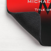 赤モダン黒モノグラムイニシャル マウスパッド (コーナー)