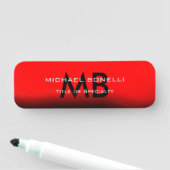 赤モダン黒モノグラムイニシャル 名札 (インサイチュ)