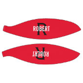 赤モダン黒モノグラム名 バスケットボール (パネル)