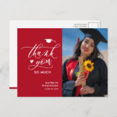 赤モダン黒写真シンプル卒業 ポストカード (正面/裏面)