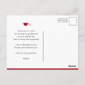 赤モダン黒写真シンプル卒業 ポストカード (裏面)