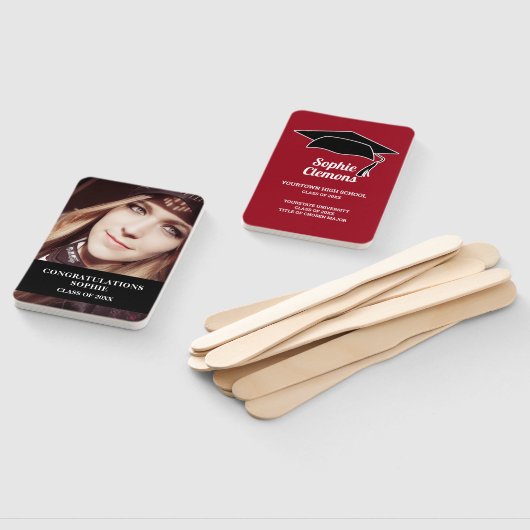 赤モダン黒卒業キャップフォトクラス ハンドファン (組立なし)