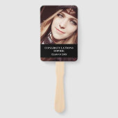 赤モダン黒卒業キャップフォトクラス ハンドファン (正面)