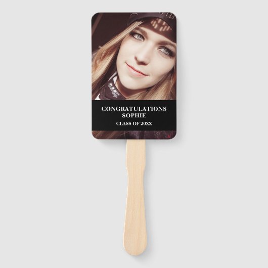 赤モダン黒卒業キャップフォトクラス ハンドファン (正面)