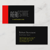 赤モダン黒灰色イエロー名刺 名刺 (正面/裏面)