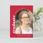 赤モダン2024年3月写真卒業 案内状 (スタンド正面)