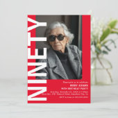 赤モダン90回写真第90回誕生日パーティー 招待状 (スタンド正面)