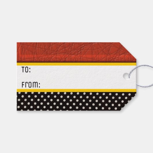赤モダン、白、黒、金ゴールド ギフトタグ (正面(横))