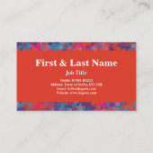 赤モダン、青、ピンクのドロップ抽象デザイン 名刺 (裏面)