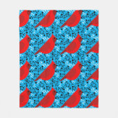 赤モダン(鳥)ショウジョウコウカンチョウつる植物カスタム フリースブランケット (正面)