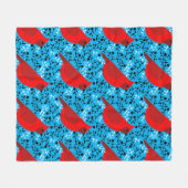 赤モダン（鳥）ショウジョウコウカンチョウつる植物カスタム フリースブランケット (正面(横))