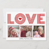 赤モダンLOVE Valentines Dayハート写真 シーズンカード (正面)