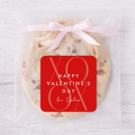 赤モダンXOXOバレンタインデー スクエアシール