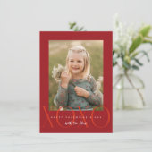 赤モダンXOXOフォトクラスルームValentine Card サンキューカード (スタンド正面)