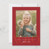 赤モダンXOXOフォトクラスルームValentine Card サンキューカード (正面)