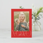 赤モダンXOXOフォトクラスルームValentine Card サンキューカード (スタンド正面)